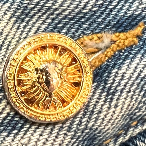 Vintage JL Harris High Rise Light Wash Velvet Trim 90s Tapered Mom Jeans Size 8 - Picture 4 of 12